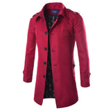 2015 Autumn Fashion Long Trench Coat Men Single Breasted Casual Outerwear Coat Men's Jackets Windbreaker Trench Coat 5 Colors