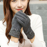 Winter Warm Solid Color Fashion Lace  Touch Screen Gloves for Christmas Gift New Arrival Bow-knot  Design Women Gloves