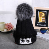 Winter Autumn Fashion Women Wool Knitted Caps  High Quality Furry Ball Design Knitted  Hats For Women and Girl Gift