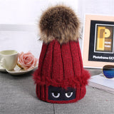 Winter Autumn Fashion Women Wool Knitted Caps  High Quality Furry Ball Design Knitted  Hats For Women and Girl Gift