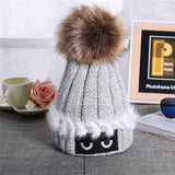Winter Autumn Fashion Women Wool Knitted Caps  High Quality Furry Ball Design Knitted  Hats For Women and Girl Gift
